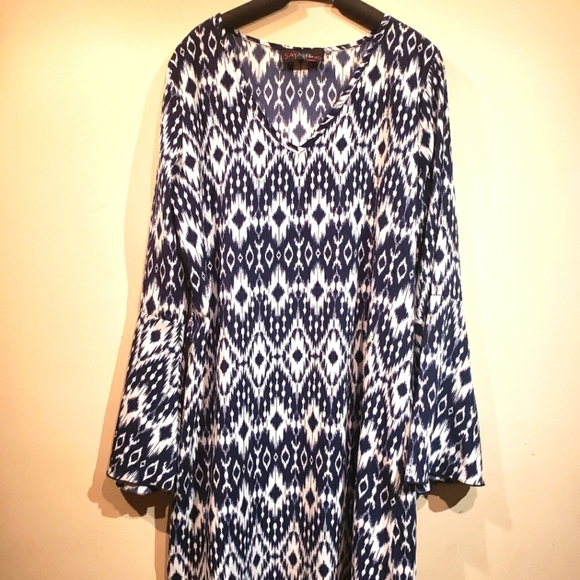 Say Any Thing Diamond Ikat Challis Tunic Dress - Picture 1 of 7